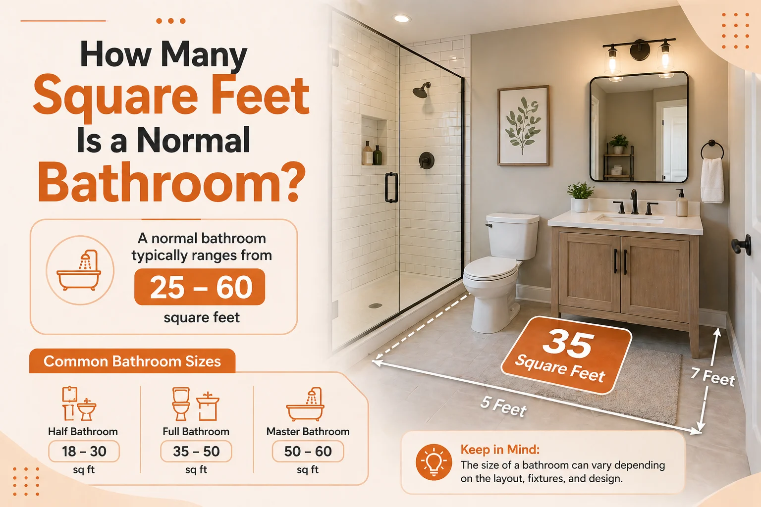 how many square feet is a normal bathroom