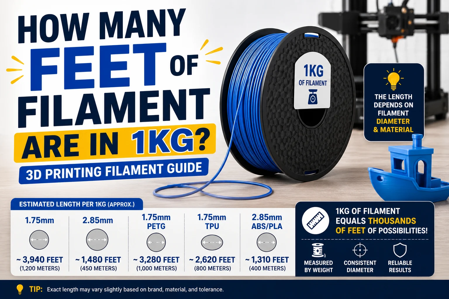 How Many Feet of Filament Are in 1kg