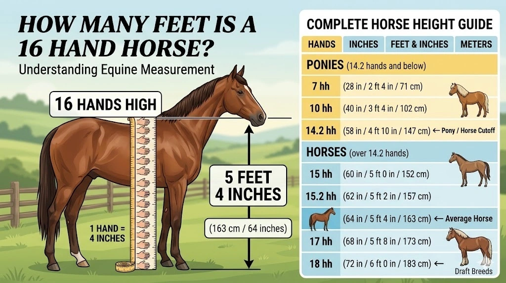 How Many Feet Is a 16 Hand Horse