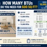 how many btus do i need for 600 square feet