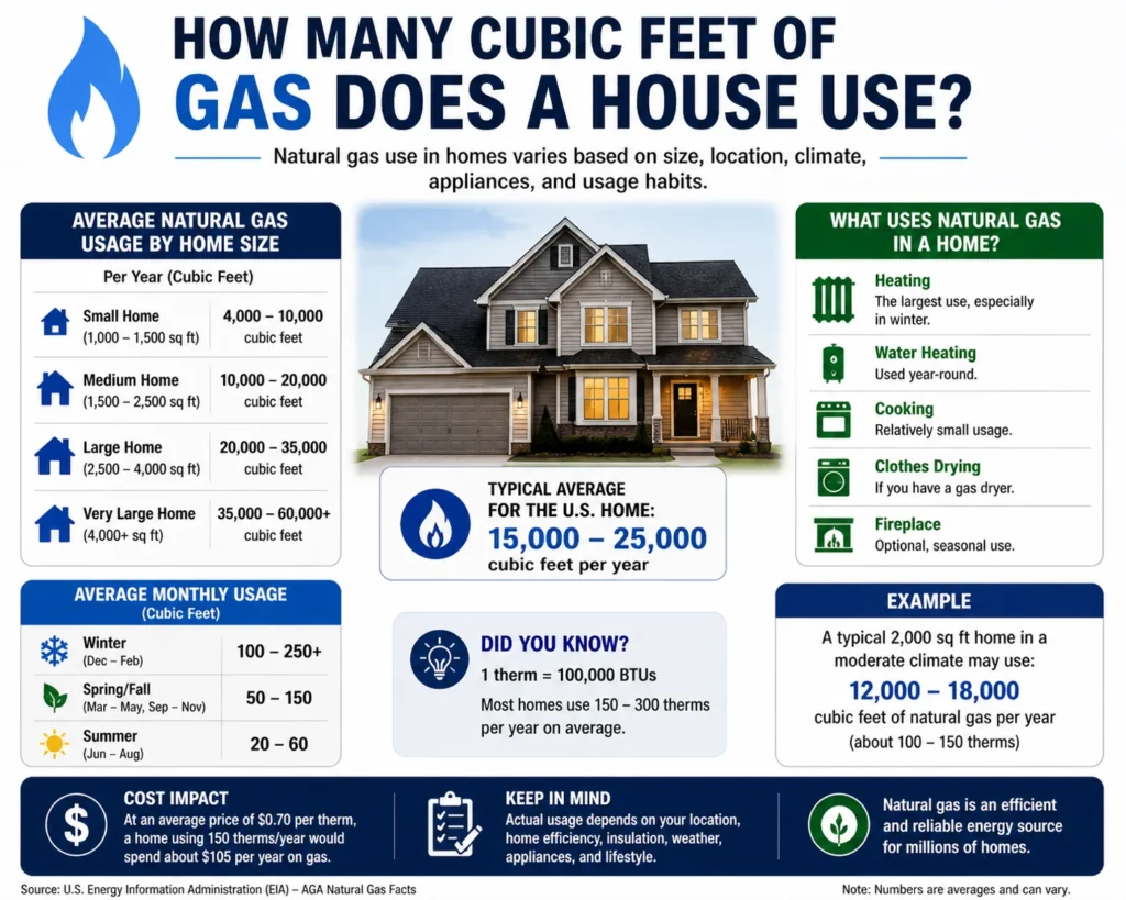 how many cubic feet of gas does a house use