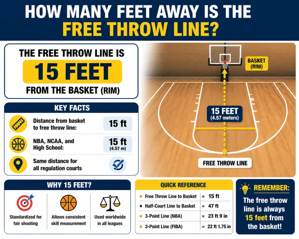 how many feet away is the free throw line