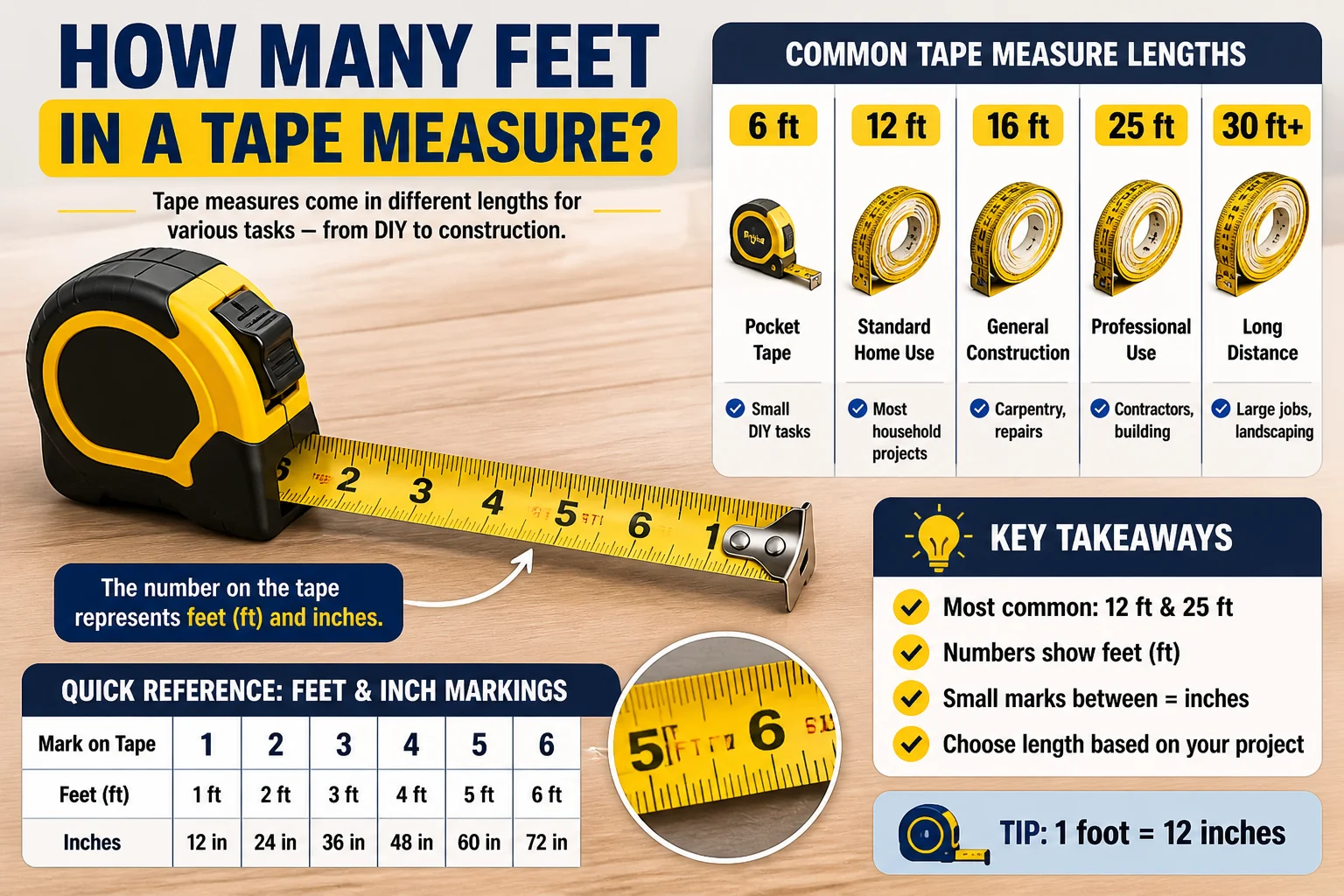how many feet in a tape measure