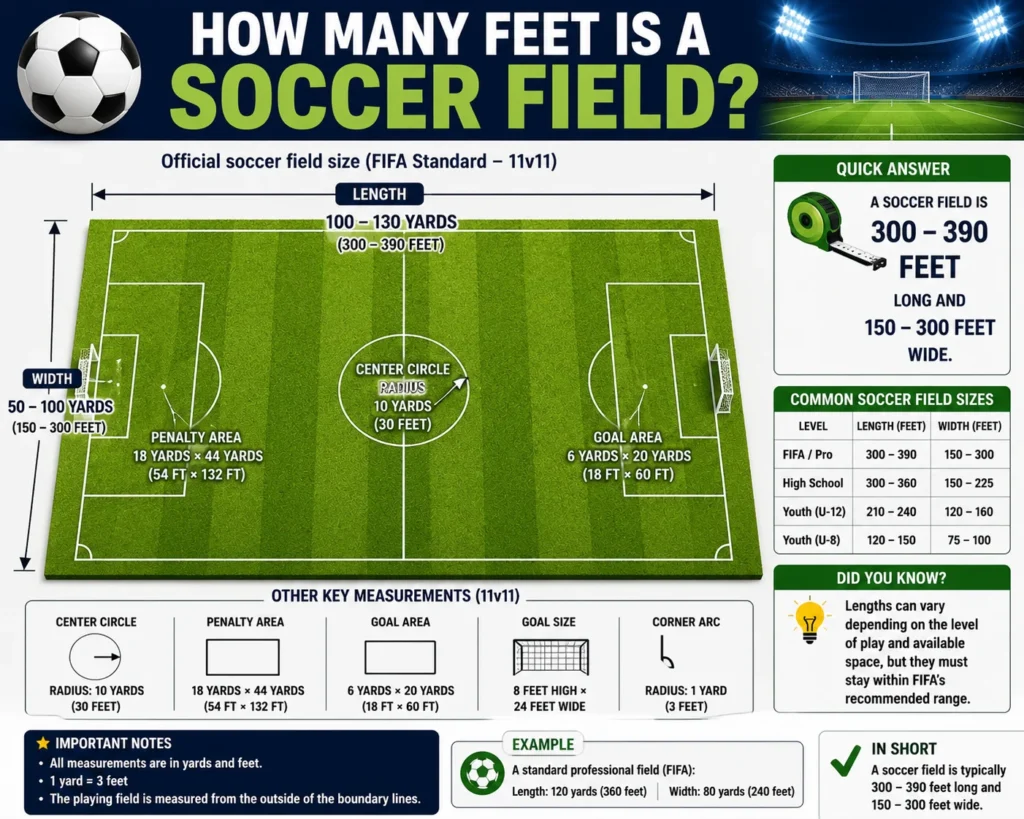 how many feet is soccer field