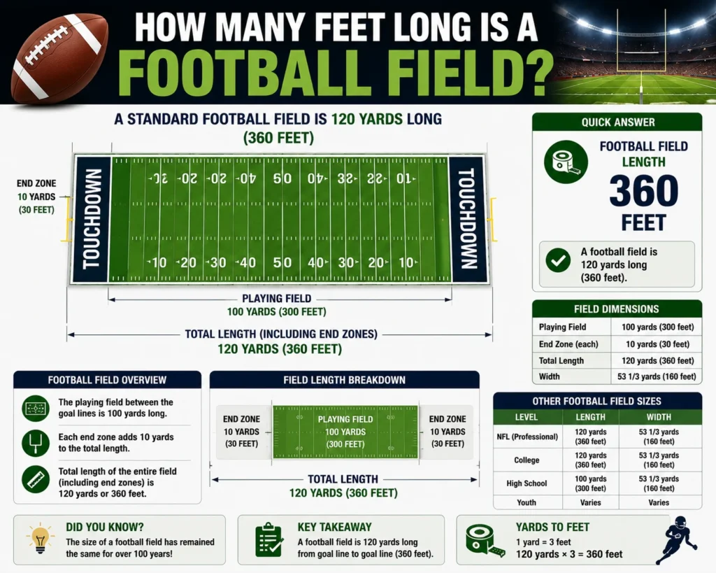how many feet long is football field