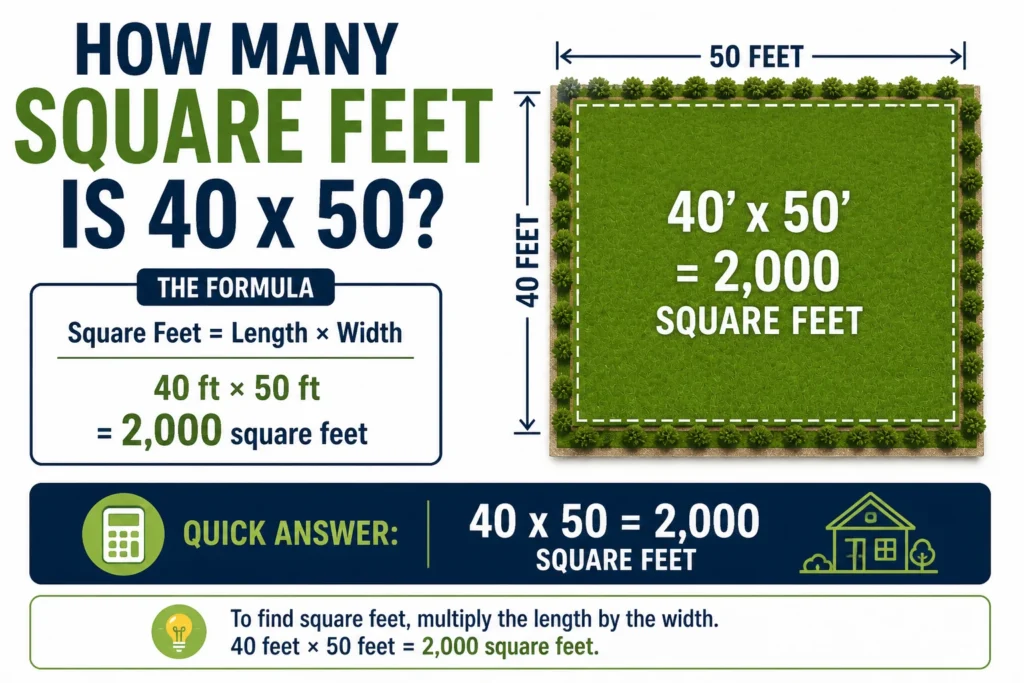 how many square feet is 40 x 50